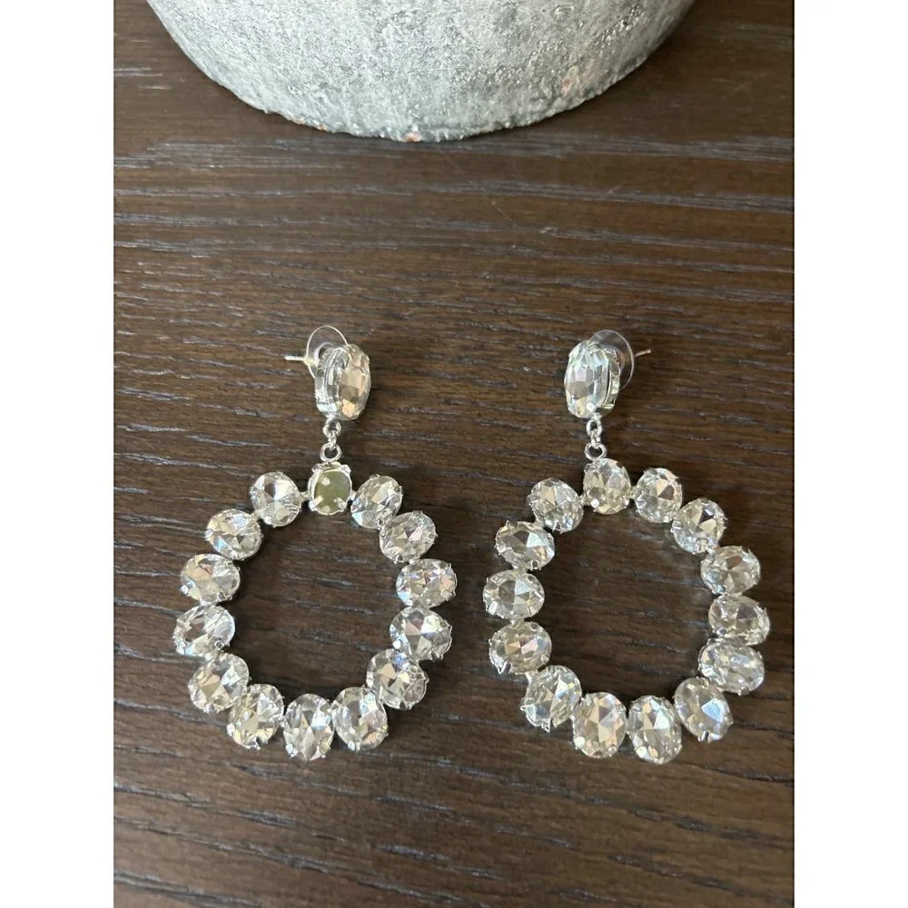 SHASHI Statement Drop Hoop Earrings Silver Womens Size OS